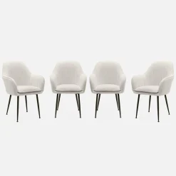 Set van 4 stoelen in bouclé met metalen poten
