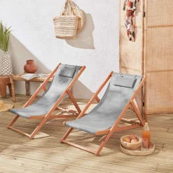 Set van twee textileen strandstoelen
