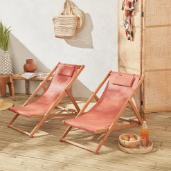 Set van twee textileen strandstoelen