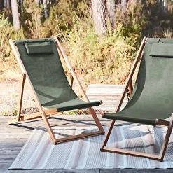 Set van twee textileen strandstoelen
