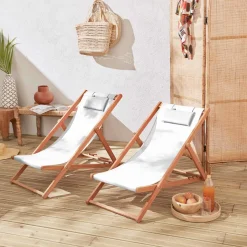 Set van twee textileen strandstoelen