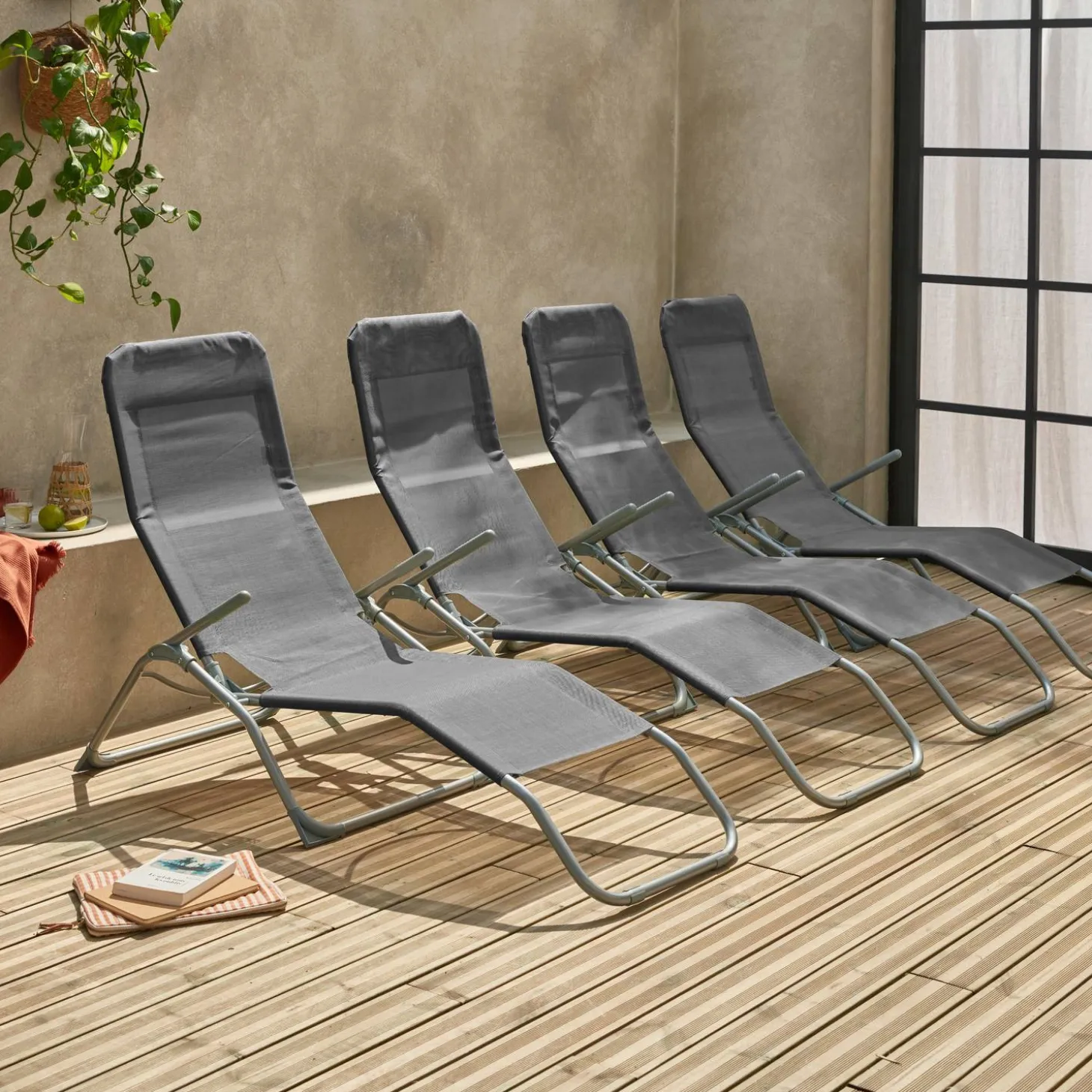 Set van 4 verstelbare tuinstoelen - Levito