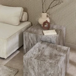 Set van 2 vierkante salontafels met marmereffect
