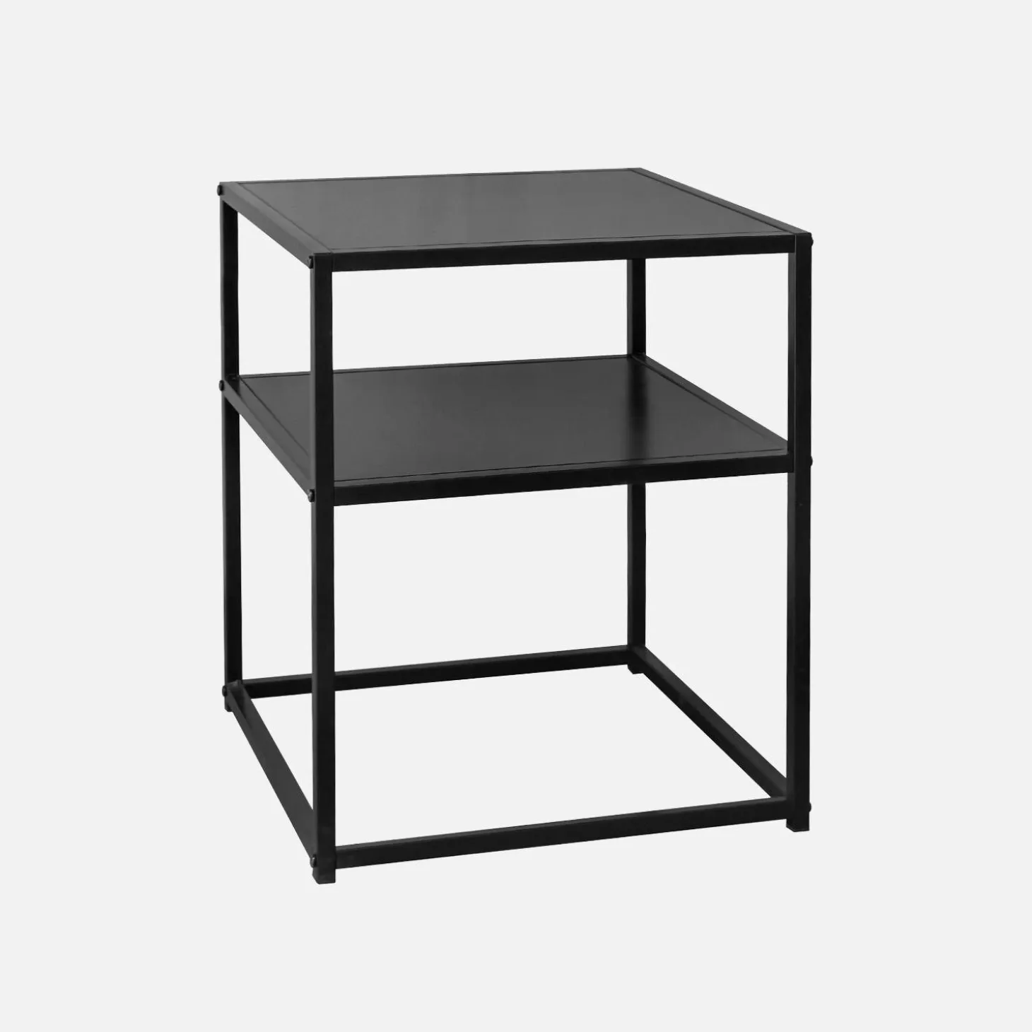 Set van 2 zwart metalen nachtkastjes met legplanken