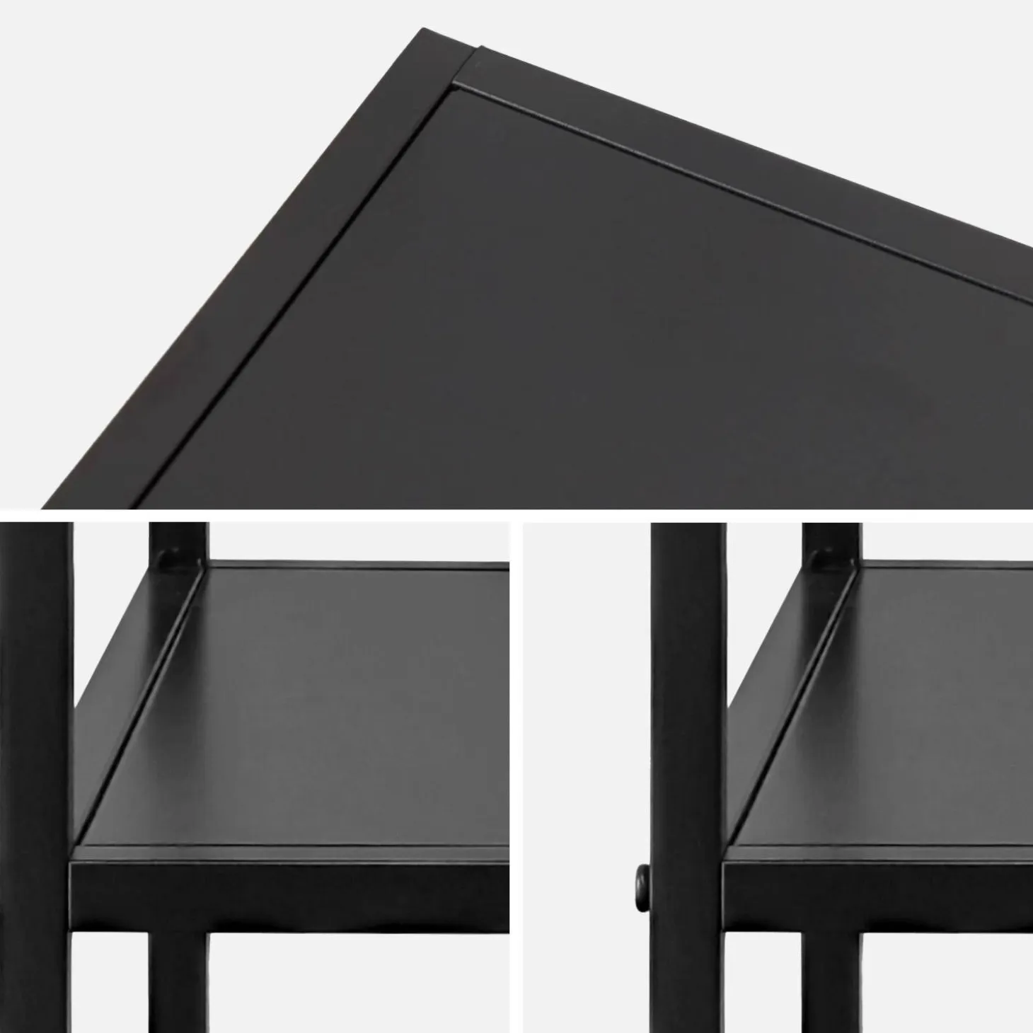 Set van 2 zwart metalen nachtkastjes met legplanken