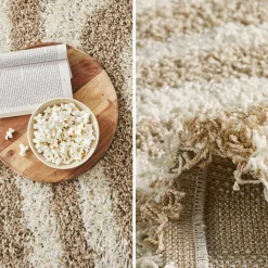 Shaggy vloerkleed met geometrisch patroon beige