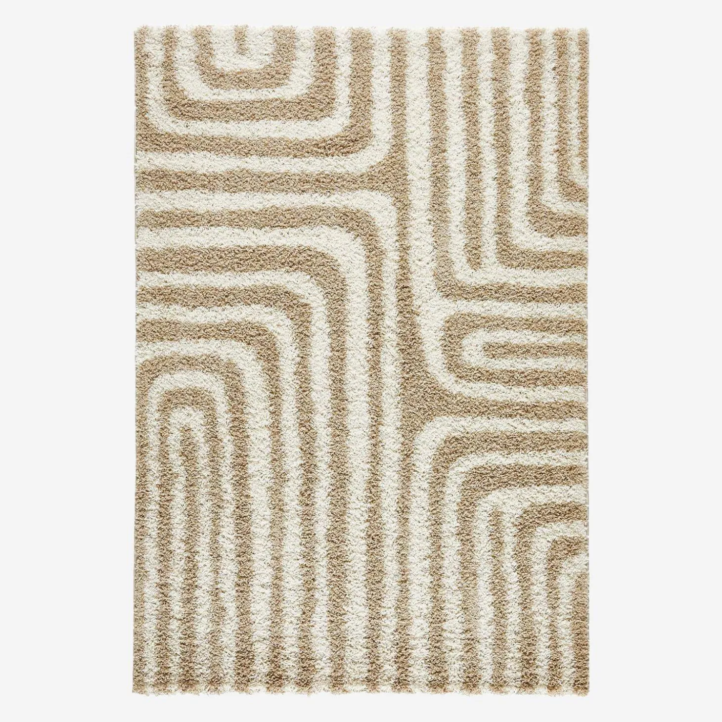 Shaggy vloerkleed met geometrisch patroon beige