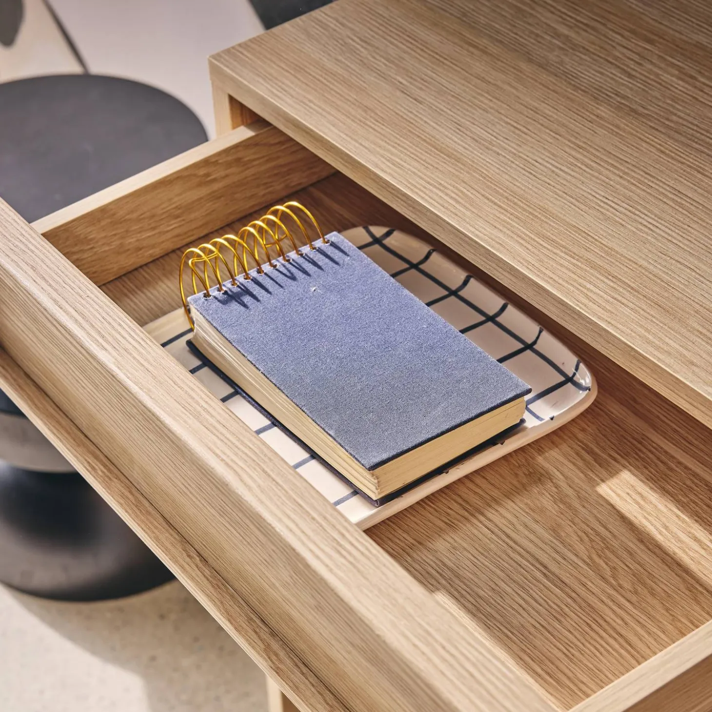 Sidetable houteffect 2 lades en plank