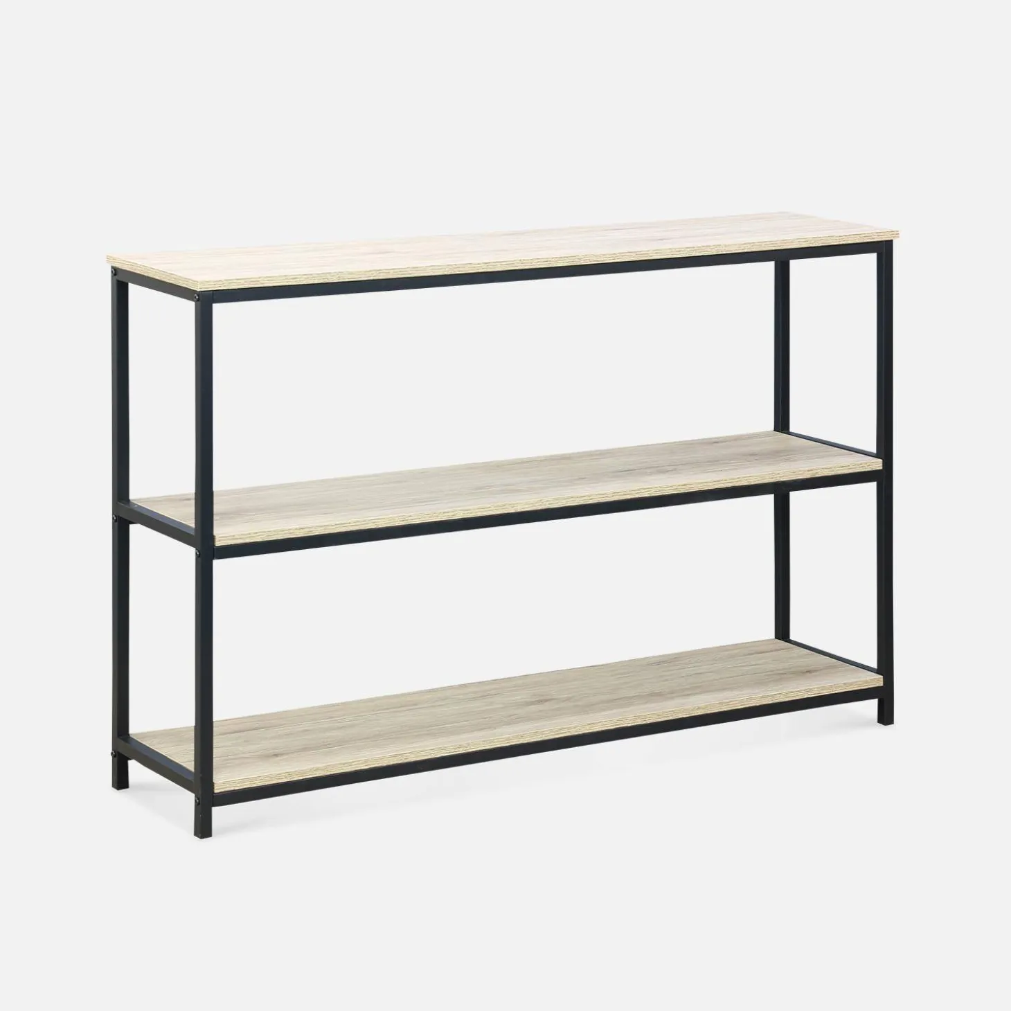 Sidetable metaal 3 planken houtdecor 120cm