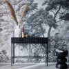 Sidetable met 2 laden en zwart gegroefd houteffect