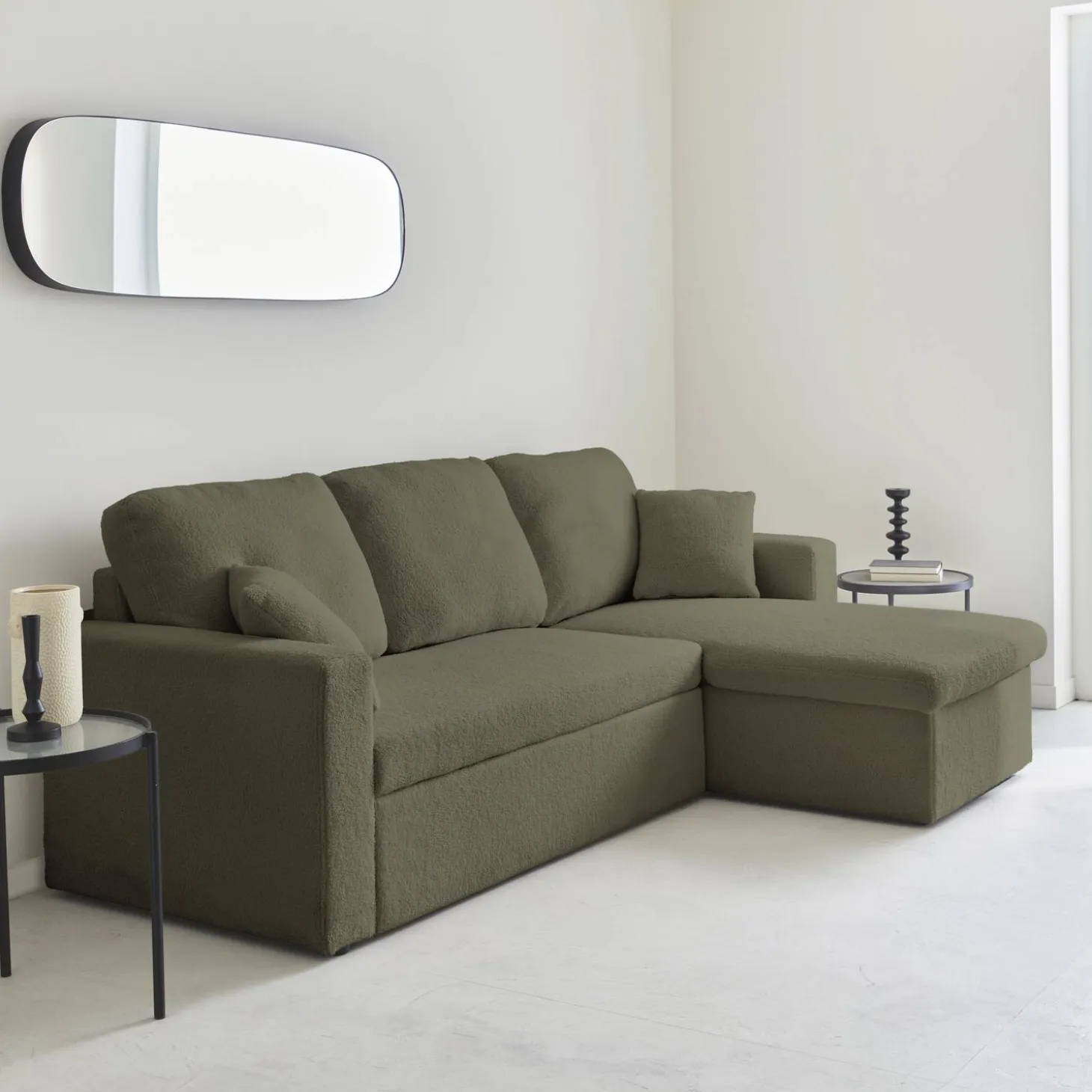 Slaapbank 3-zits omwisselbare hoek bouclé
