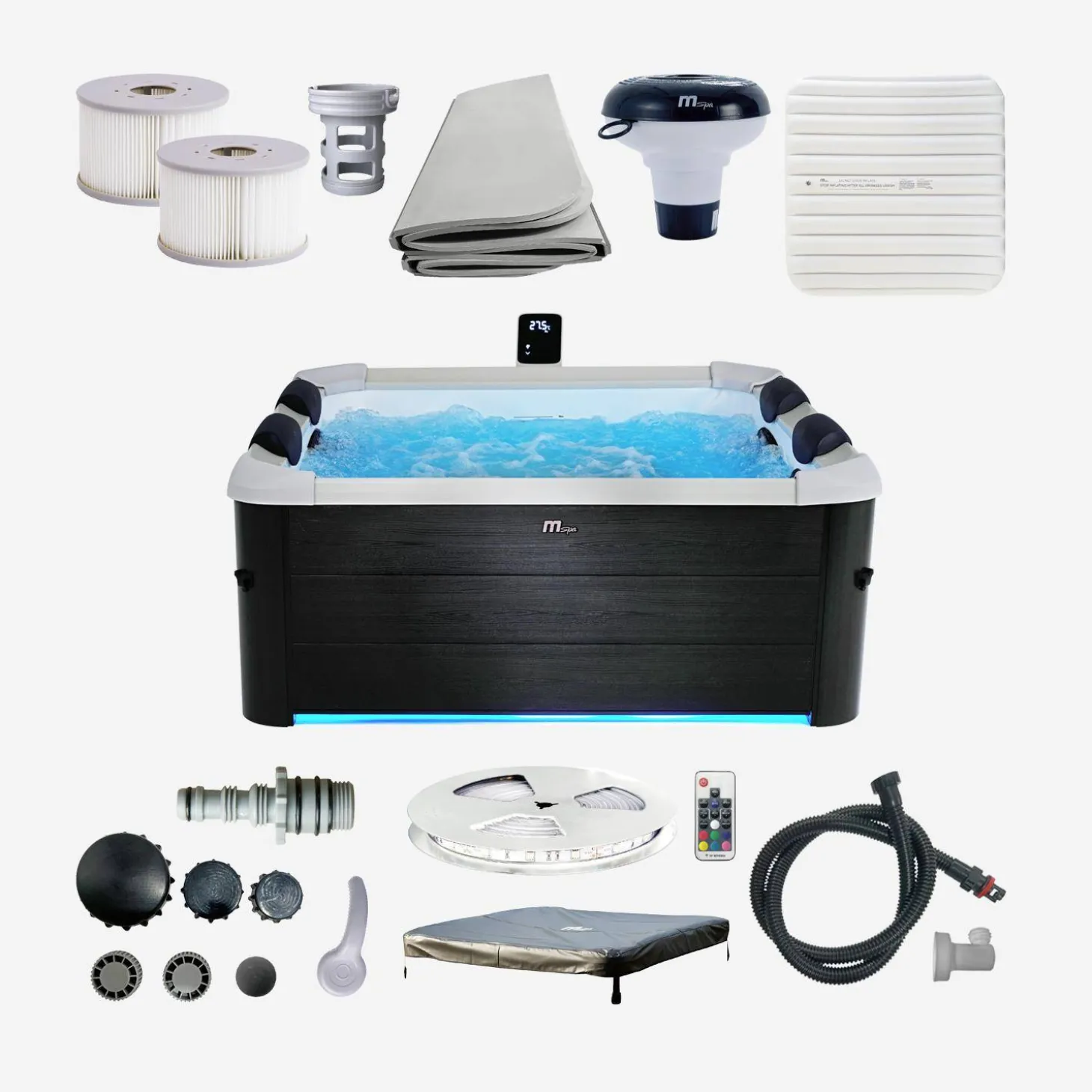 Spa 6-persoons hydro-massage, 4 kussens en termische hoes inbegrepen