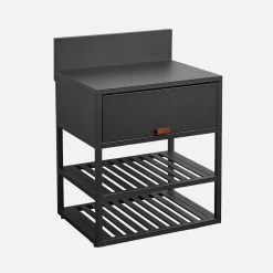Stalen buitenkeukenmodule met 1 klep 2 planken L80cm