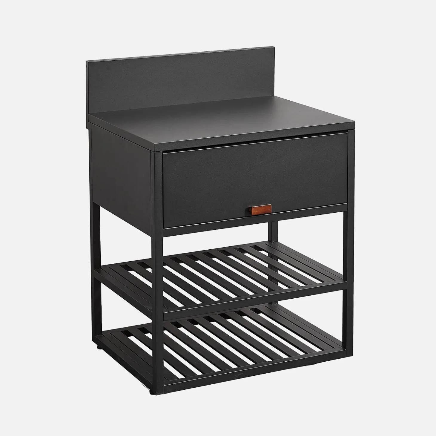 Stalen buitenkeukenmodule met 1 klep 2 planken L80cm