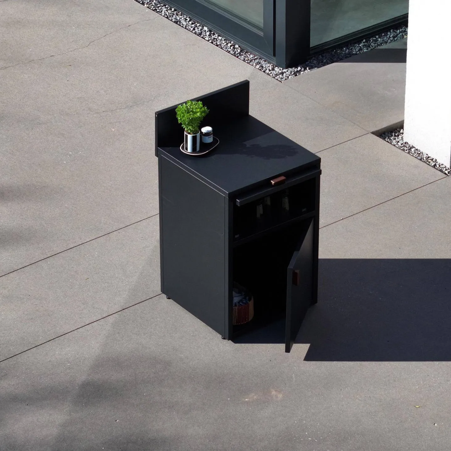 Stalen buitenkeukenmodule met deur en klep L60cm