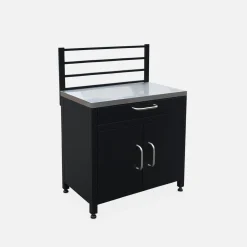 Stalen module buitenkeuken 1 lade en 2 deuren met ophangrooster, 80 cm breed