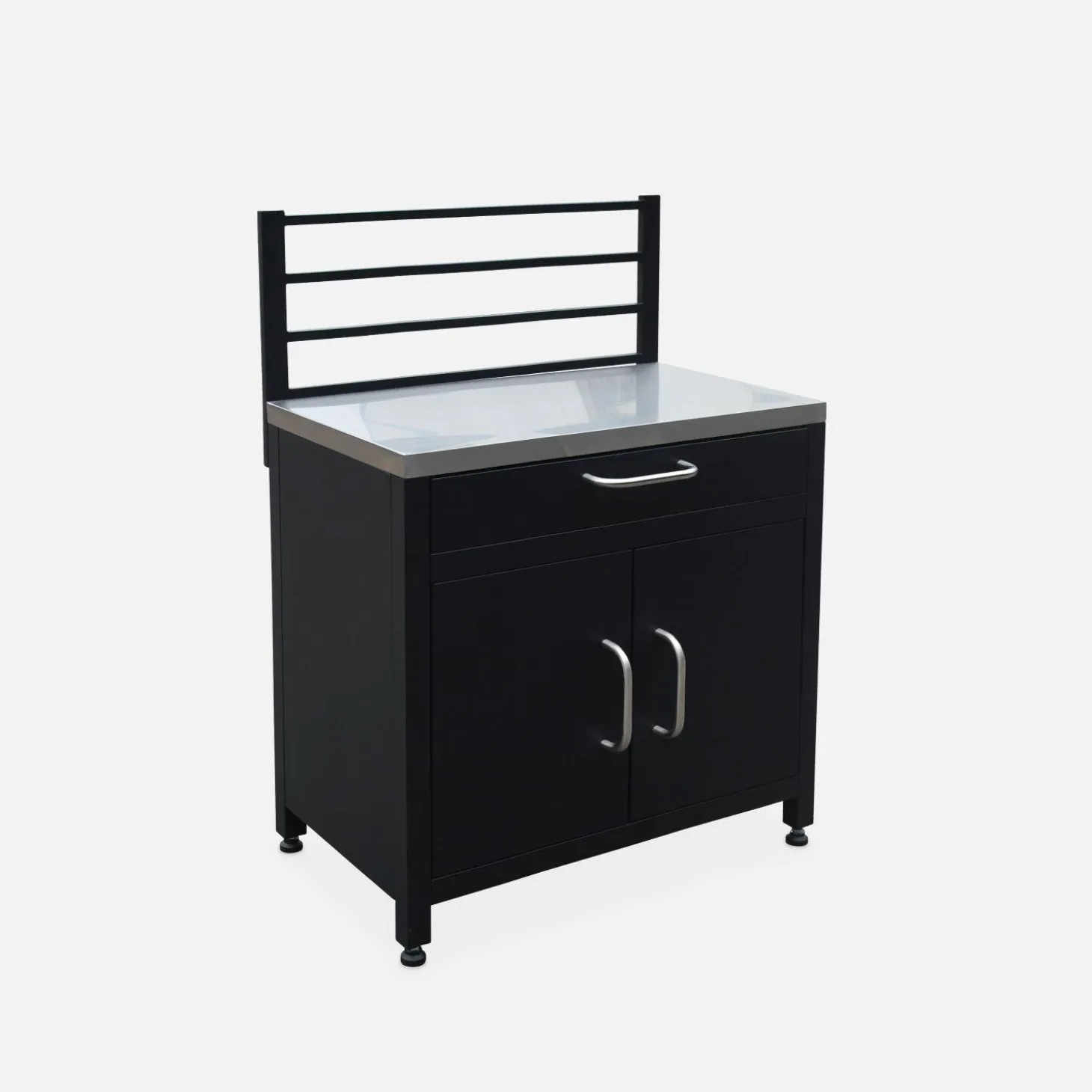 Stalen module buitenkeuken 1 lade en 2 deuren met ophangrooster, 80 cm breed