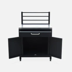 Stalen module buitenkeuken 1 lade en 2 deuren met ophangrooster, 80 cm breed