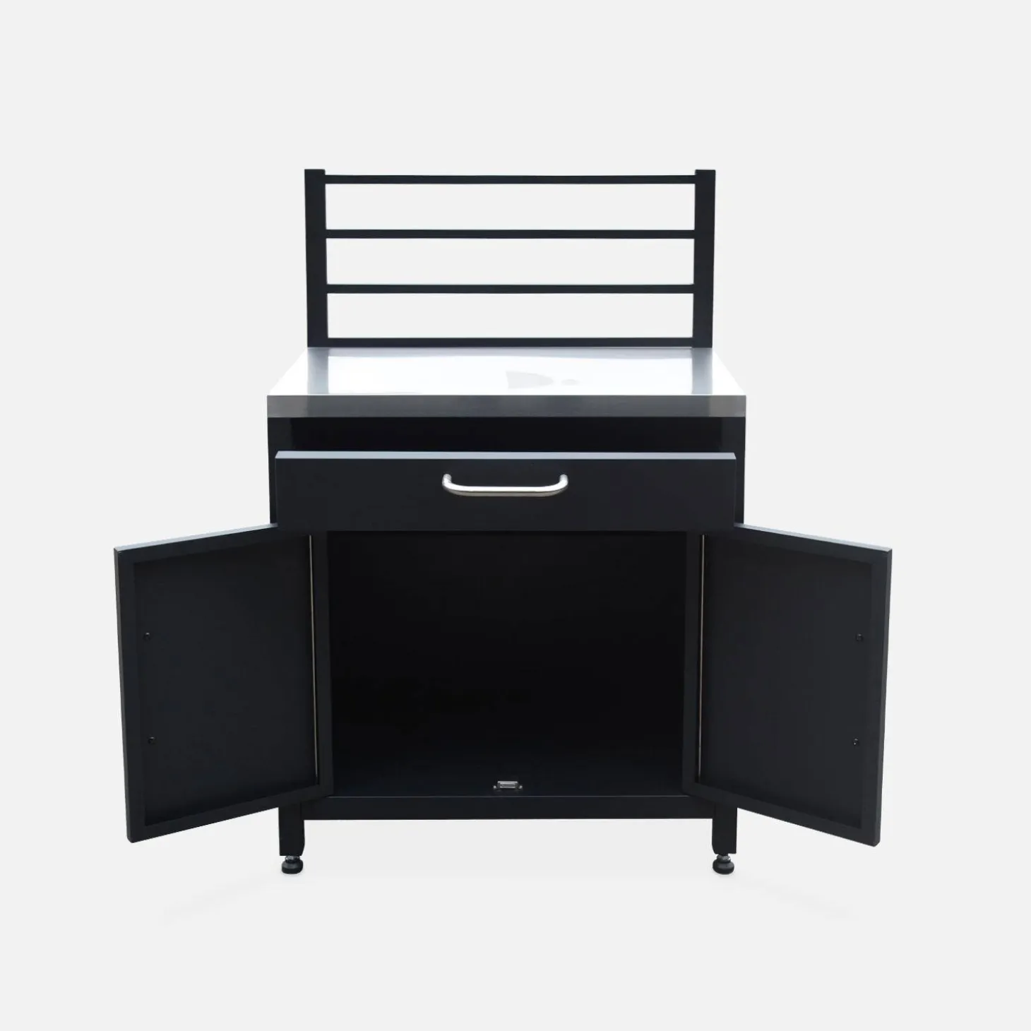Stalen module buitenkeuken 1 lade en 2 deuren met ophangrooster, 80 cm breed
