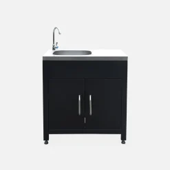 Stalen module buitenkeuken met gootsteen, 80cm breed