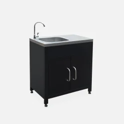 Stalen module buitenkeuken met gootsteen, 80cm breed