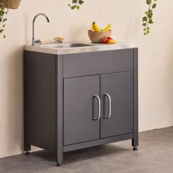 Stalen module buitenkeuken met gootsteen, 80cm breed