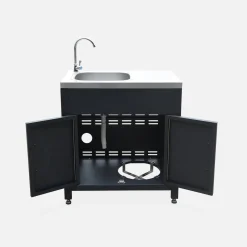 Stalen module buitenkeuken met gootsteen, 80cm breed