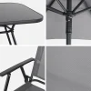 Stalen tuintafel, 6 fauteuils en 1 parasol