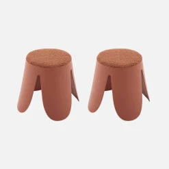 Stapelbare kinderkrukjes met textuur bouclé (set van 2)