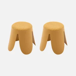 Stapelbare kinderkrukjes met textuur bouclé (set van 2)
