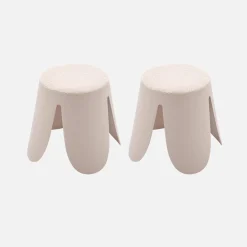 Stapelbare kinderkrukjes met textuur bouclé (set van 2)