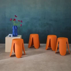 Stapelbare kruk in kunstleer (set van 4)