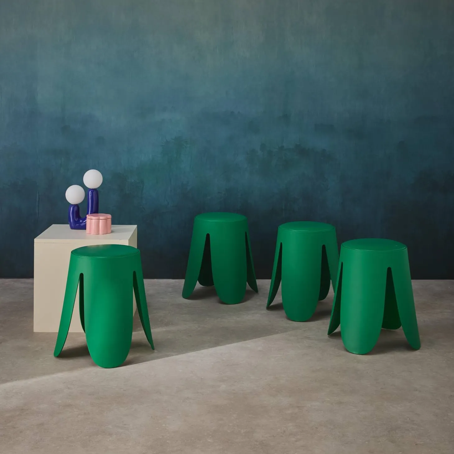 Stapelbare kruk in kunstleer (set van 4)