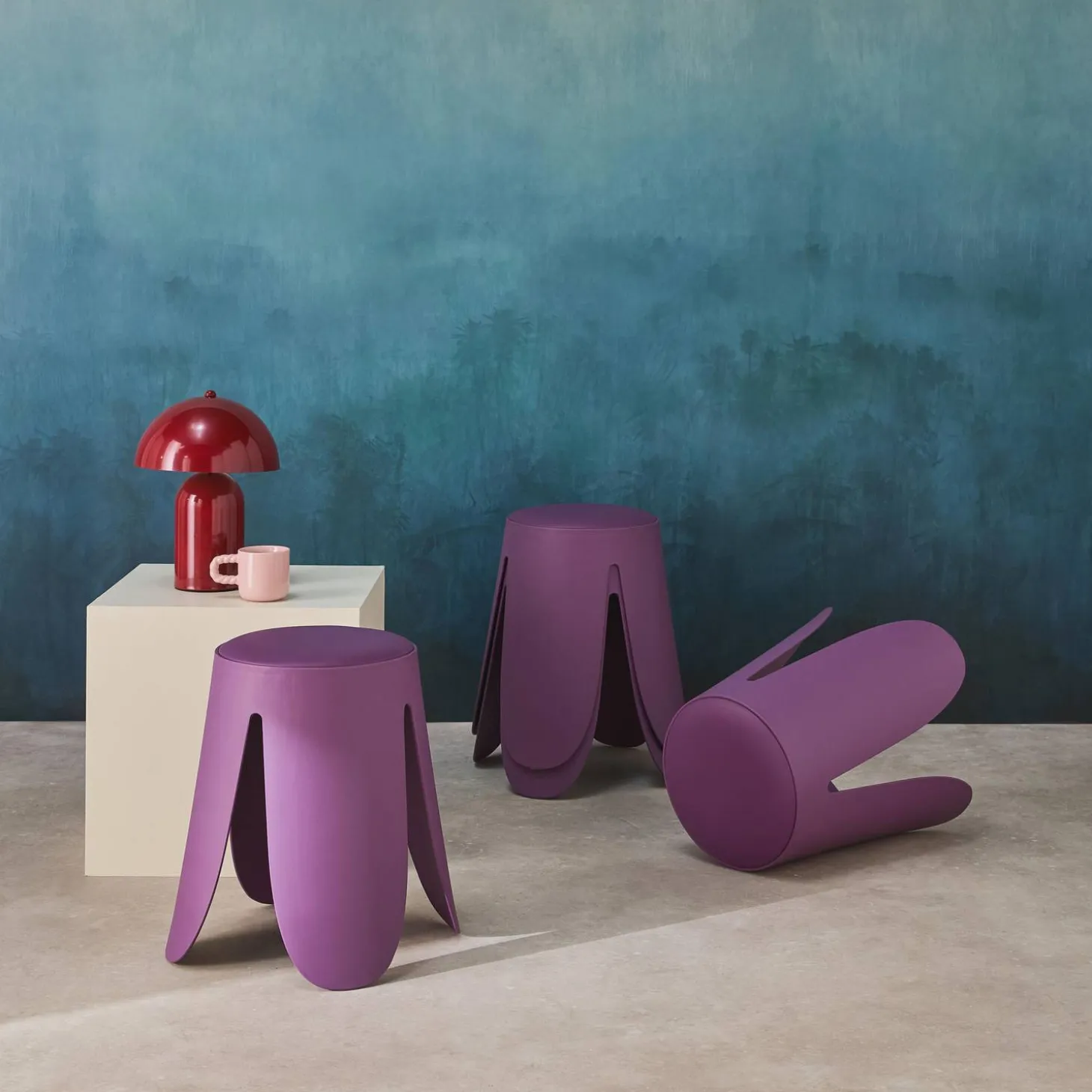 Stapelbare kruk in kunstleer (set van 4)