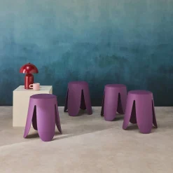 Stapelbare kruk in kunstleer (set van 4)