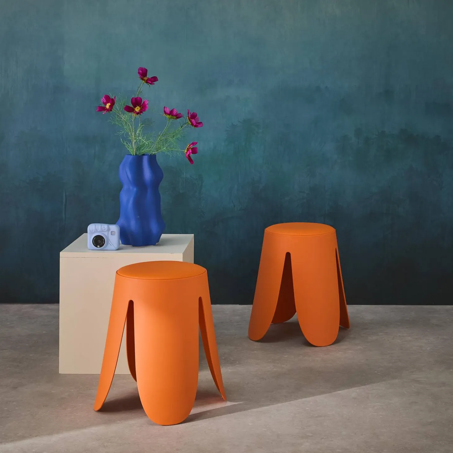 Stapelbare kruk in kunstleer (set van 2)