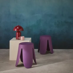 Stapelbare kruk in kunstleer (set van 2)