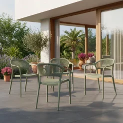 Stapelbare tuinstoelen met touw-effect (set van 4)