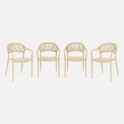 Stapelbare tuinstoelen met touw-effect (set van 4)