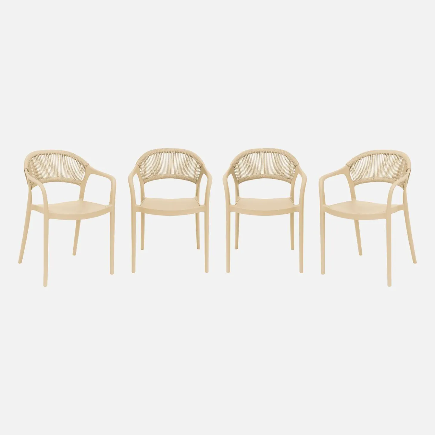 Stapelbare tuinstoelen met touw-effect (set van 4)