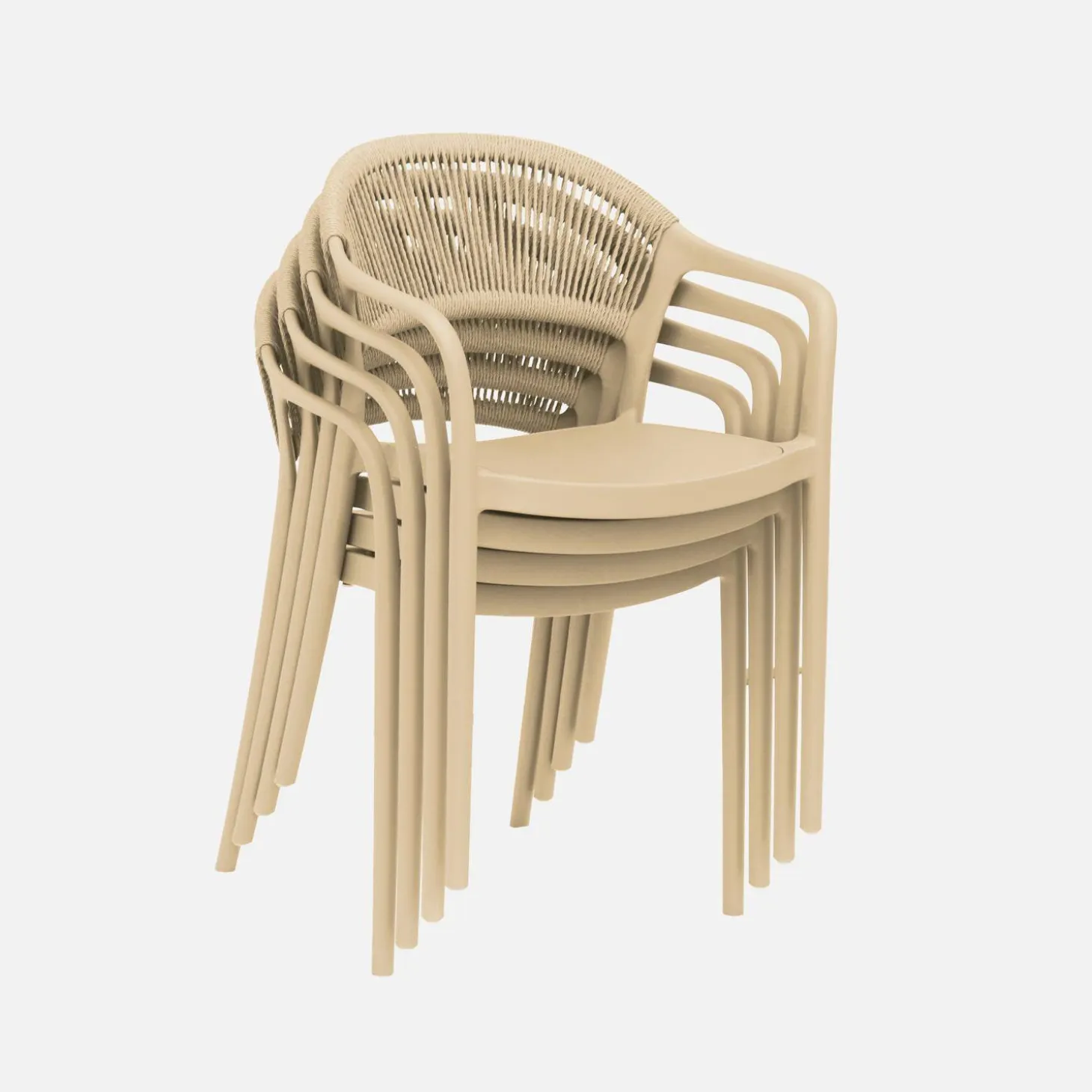 Stapelbare tuinstoelen met touw-effect (set van 4)