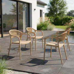 Stapelbare tuinstoelen met touw-effect (set van 4)