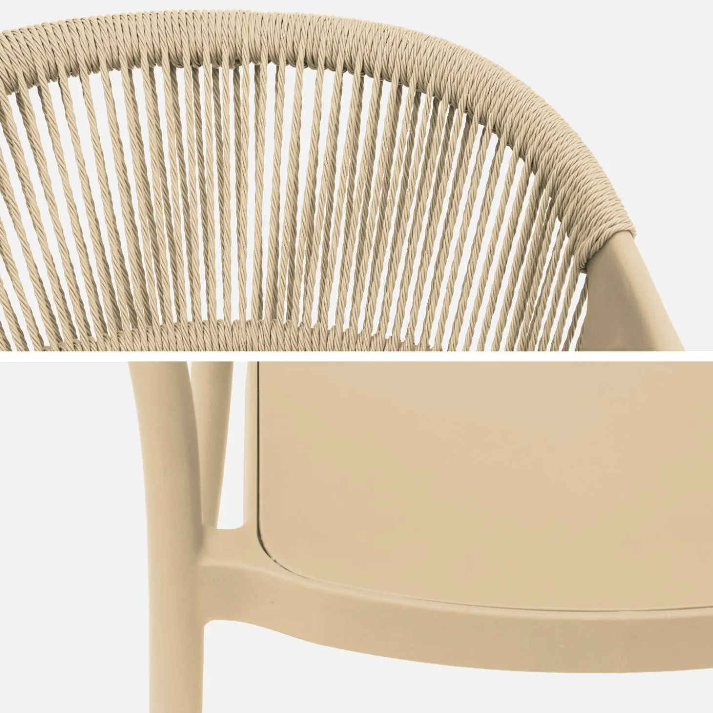 Stapelbare tuinstoelen met touw-effect (set van 4)