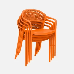 Stapelbare tuinstoelen met touw-effect (set van 4)