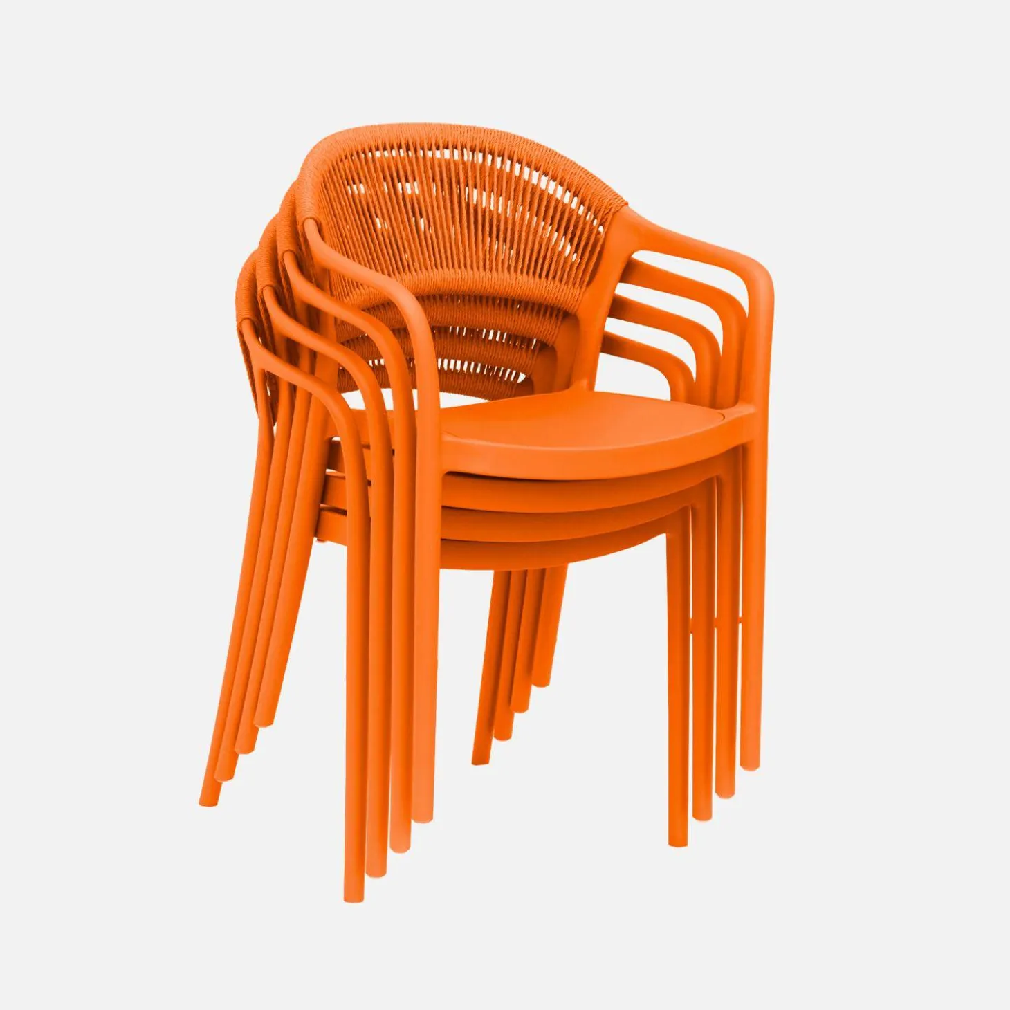 Stapelbare tuinstoelen met touw-effect (set van 4)