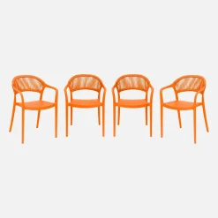 Stapelbare tuinstoelen met touw-effect (set van 4)