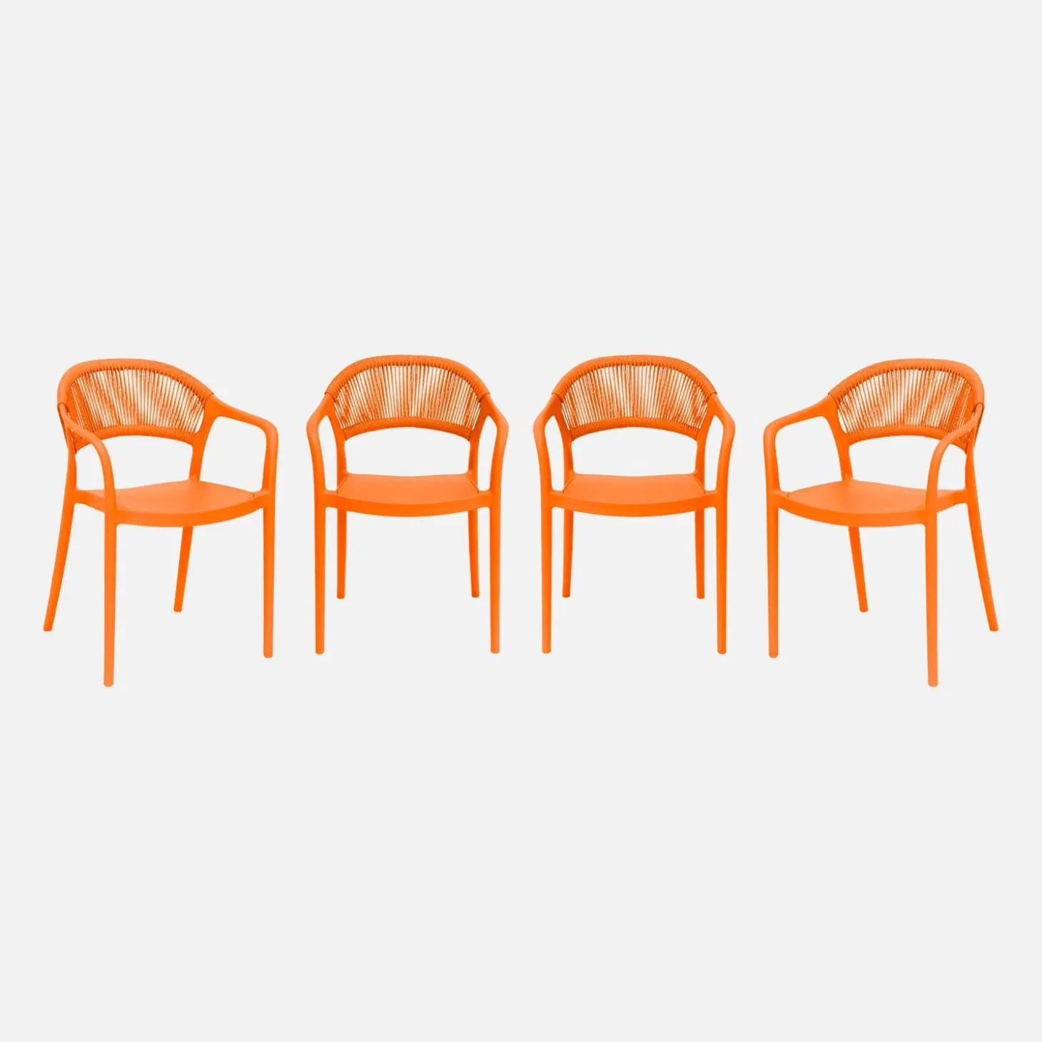 Stapelbare tuinstoelen met touw-effect (set van 4)