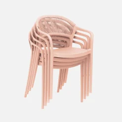 Stapelbare tuinstoelen met touw-effect (set van 4)