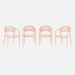 Stapelbare tuinstoelen met touw-effect (set van 4)