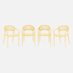 Stapelbare tuinstoelen met touw-effect (set van 4)